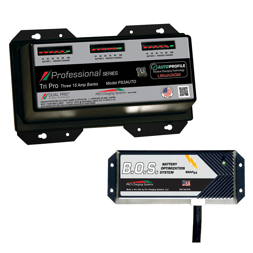 Dual Pro PS3 Auto 3 Bank Battery Charger w2 Bank BOS PS3AUTOBOS12V2