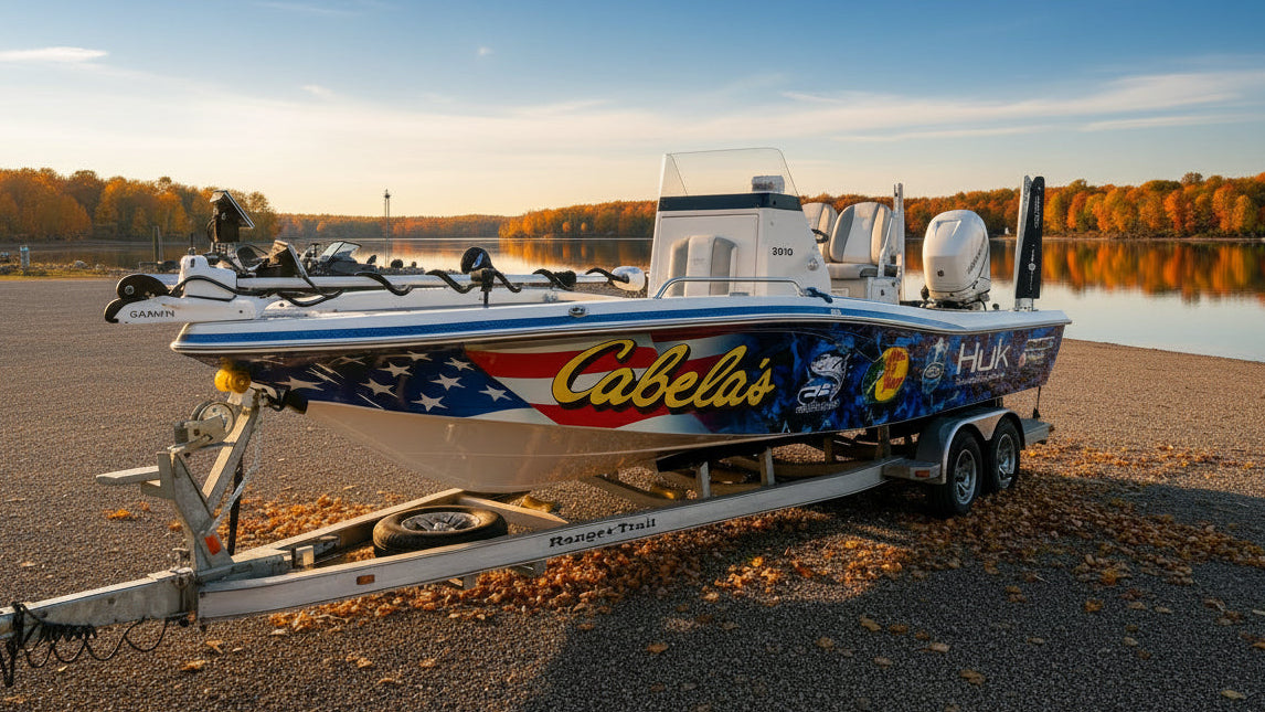 A photo of a rigged boat with all the accessories